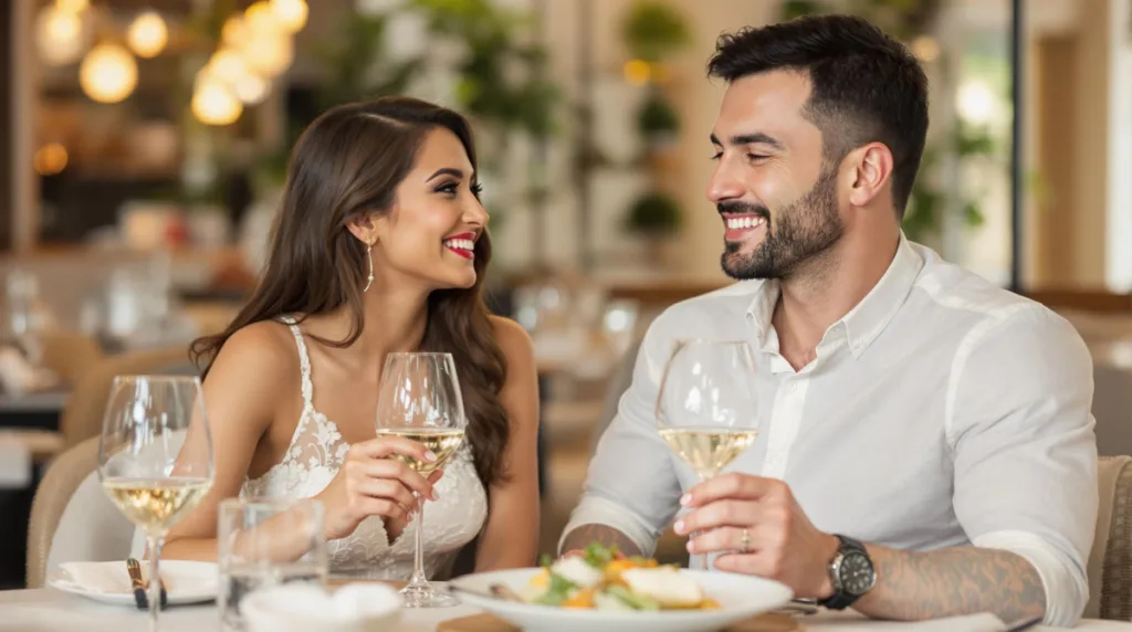 Пара сидит в ресторане